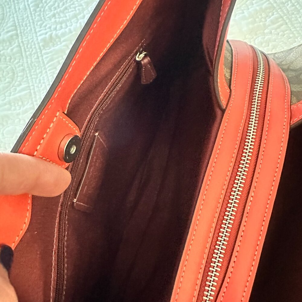 Coach No B2391-C6232 Kristy Shoulder Handbag - Khaki signature - Tangerine - Picture 8 of 15